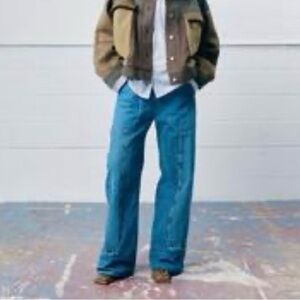 RE-PULL Dark Wash Denim Wide Leg Jeans 100% Upcycled Modern Made in Canada 32x32